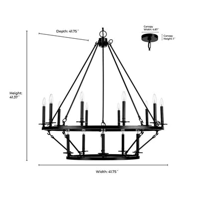 Millennium Lighting Florence 15Lt Chandelier, Black