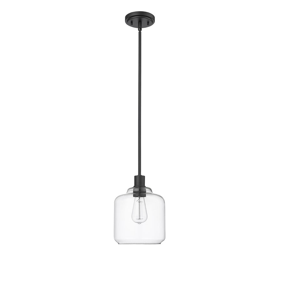 Millennium Lighting Asheville 1Lt Mini-Pendant, Black/Clear - 46901-MB