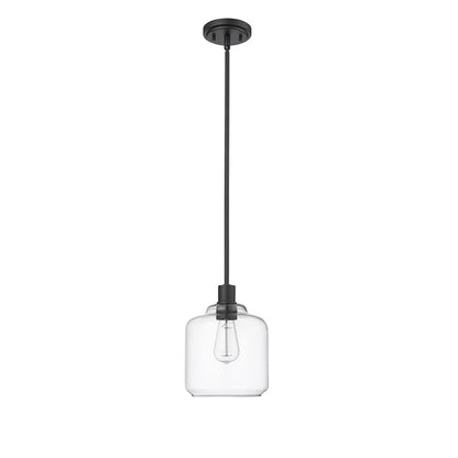Millennium Lighting Asheville 1Lt Mini-Pendant, Black/Clear - 46901-MB