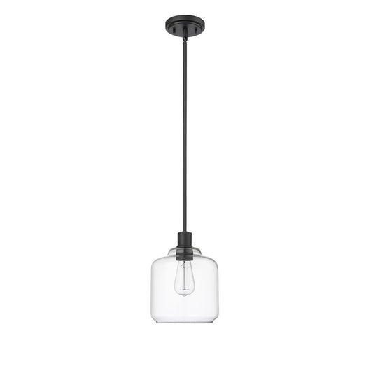Millennium Lighting Asheville 1Lt Mini-Pendant, Black/Clear - 46901-MB