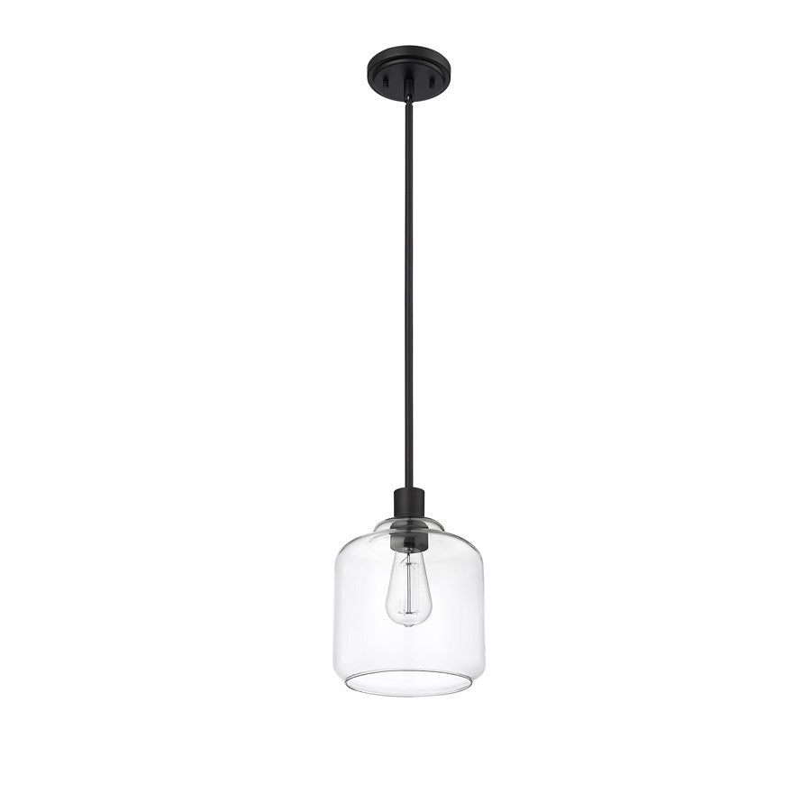 Millennium Lighting Asheville 1Lt Mini-Pendant, Black/Clear