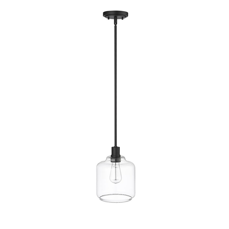Millennium Lighting Asheville 1Lt Mini-Pendant, Black/Clear