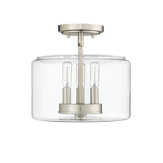 Millennium Lighting Asheville 3Lt Semi-Flush Mount, Nickel/Clear - 46923-BN