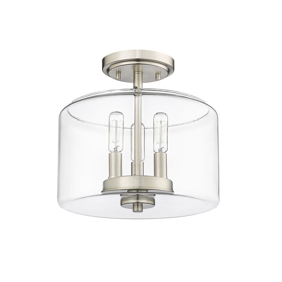 Millennium Lighting Asheville 3Lt Semi-Flush Mount, Nickel/Clear