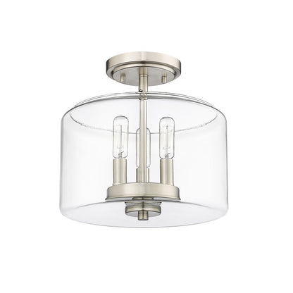 Millennium Lighting Asheville 3Lt Semi-Flush Mount, Nickel/Clear