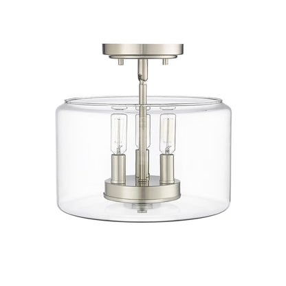 Millennium Lighting Asheville 3Lt Semi-Flush Mount, Nickel/Clear