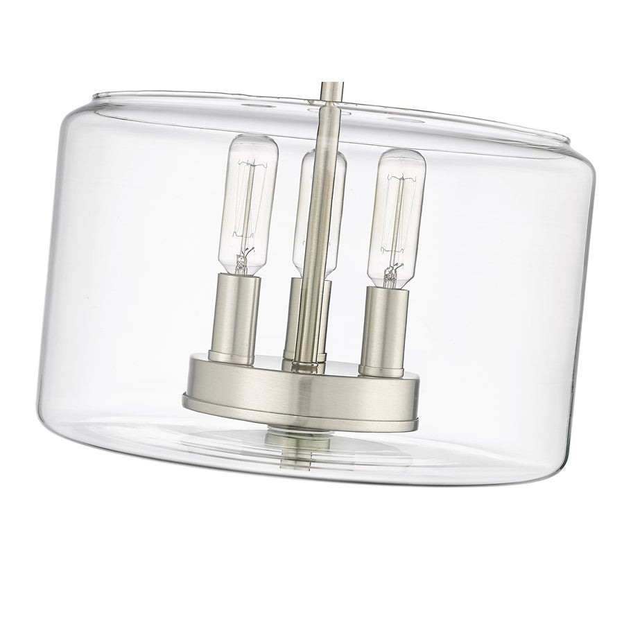 Millennium Lighting Asheville 3Lt Semi-Flush Mount, Nickel/Clear