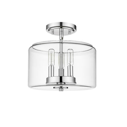 Millennium Asheville 3Lt Semi Flush Mount, Chrome/Clear
