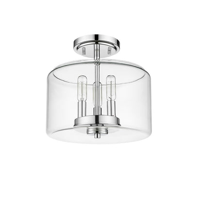 Millennium Asheville 3Lt Semi Flush Mount, Chrome/Clear
