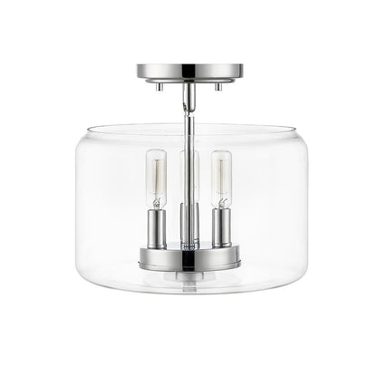 Millennium Asheville 3Lt Semi Flush Mount, Chrome/Clear