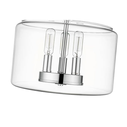 Millennium Asheville 3Lt Semi Flush Mount, Chrome/Clear