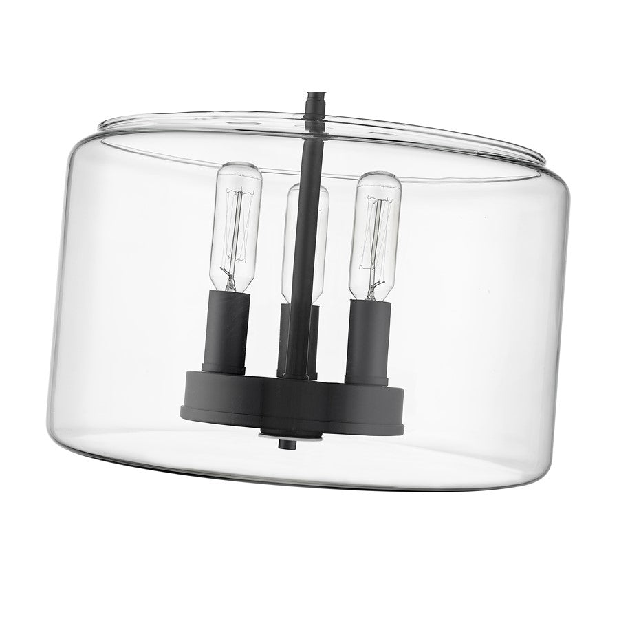 Millennium Lighting Asheville 3Lt Semi-Flush Mount, Black/Clear