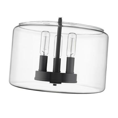 Millennium Lighting Asheville 3Lt Semi-Flush Mount, Black/Clear