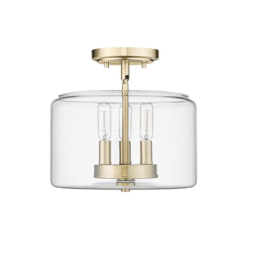 Millennium Lighting Asheville 3Lt Semi-Flush Mount, Modern Gold/Clear - 46923-MG