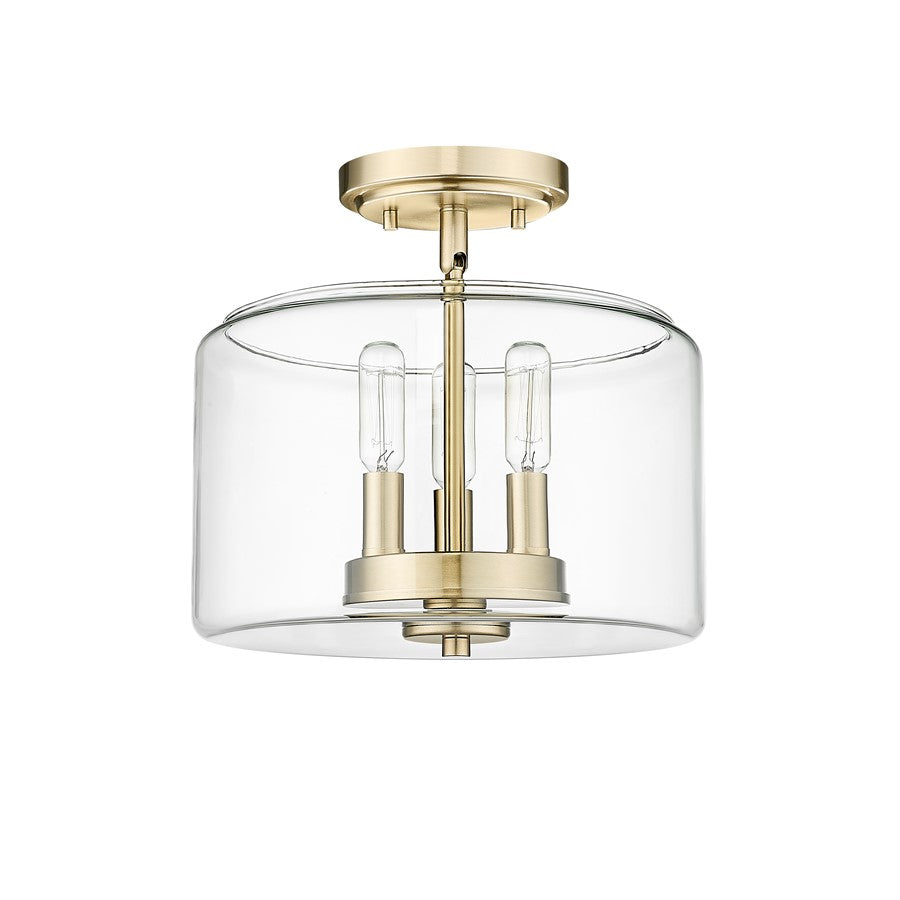 Millennium Lighting Asheville 3Lt Semi-Flush Mount, Modern Gold/Clear