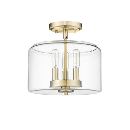 Millennium Lighting Asheville 3Lt Semi-Flush Mount, Modern Gold/Clear