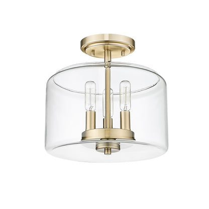 Millennium Lighting Asheville 3Lt Semi-Flush Mount, Modern Gold/Clear