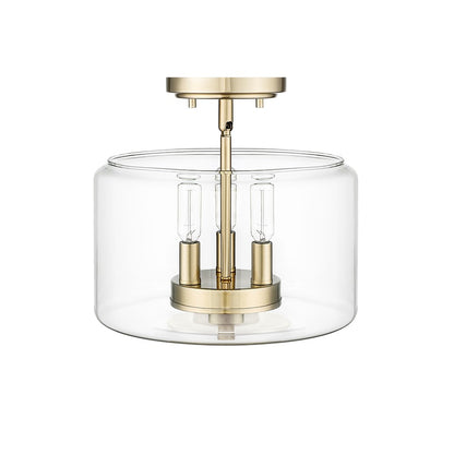 Millennium Lighting Asheville 3Lt Semi-Flush Mount, Modern Gold/Clear