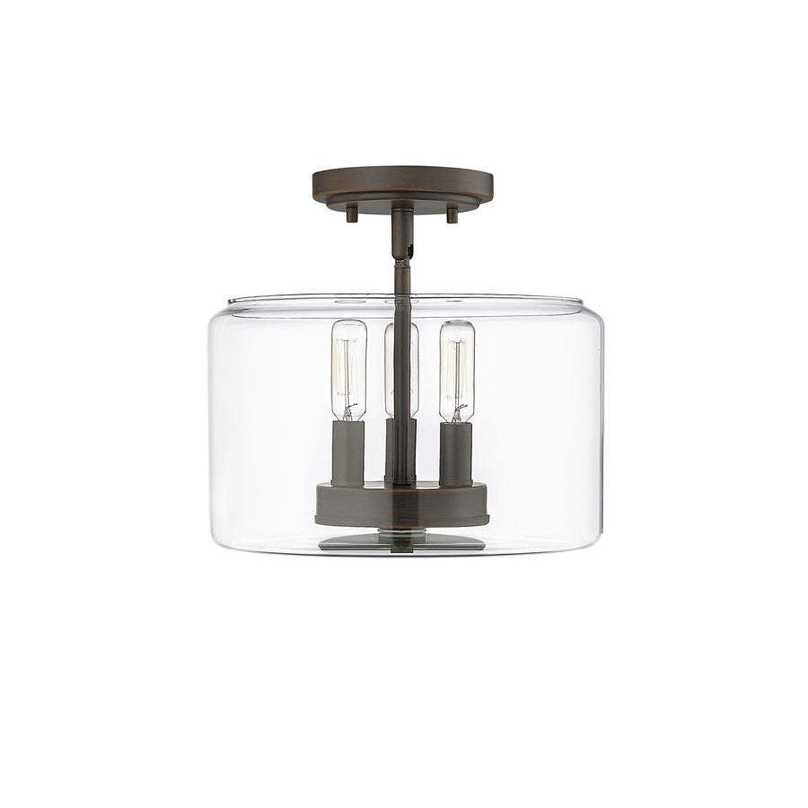 Millennium Asheville 3Lt Semi Flush Mount, Rubbed Bronze/Clear - 46923-RBZ