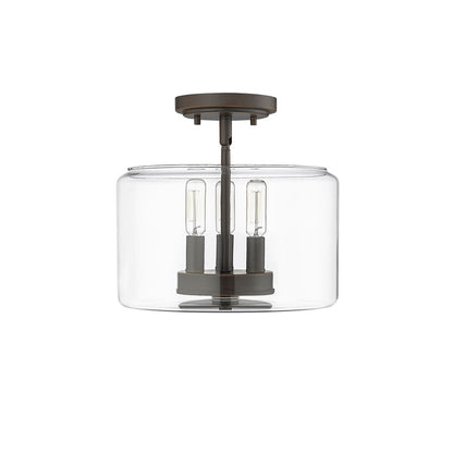 Millennium Asheville 3Lt Semi Flush Mount, Rubbed Bronze/Clear - 46923-RBZ