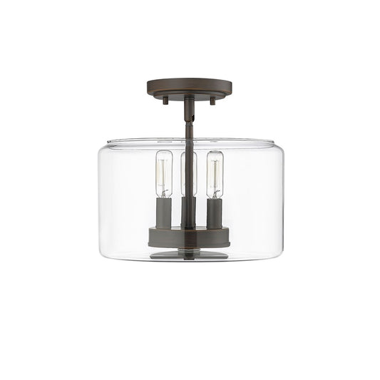 Millennium Asheville 3Lt Semi Flush Mount, Rubbed Bronze/Clear - 46923-RBZ