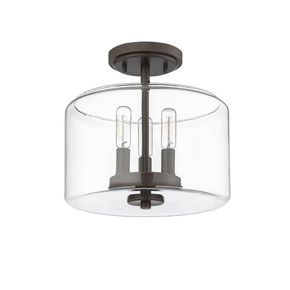 Millennium Asheville 3Lt Semi Flush Mount, Rubbed Bronze/Clear