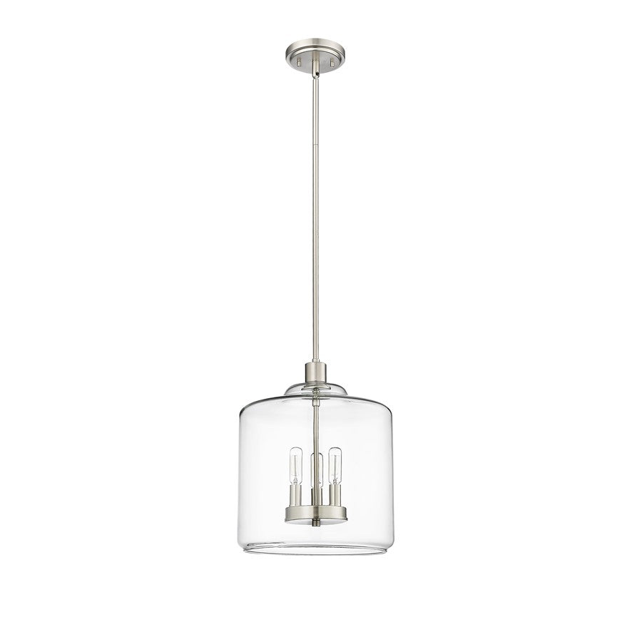 Millennium Lighting Asheville 3Lt Pendant, Brushed Nickel/Clear