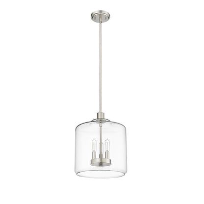 Millennium Lighting Asheville 3Lt Pendant, Brushed Nickel/Clear