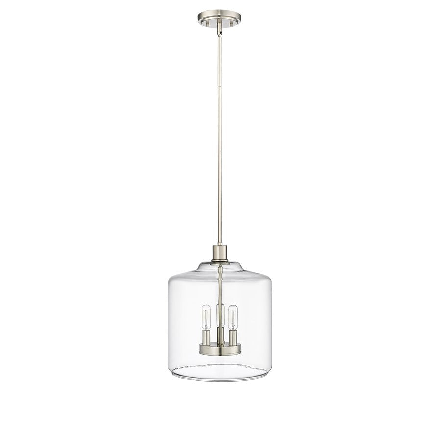 Millennium Lighting Asheville 3Lt Pendant, Brushed Nickel/Clear