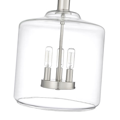 Millennium Lighting Asheville 3Lt Pendant, Brushed Nickel/Clear
