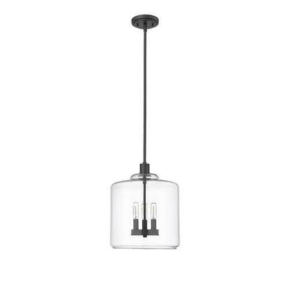 Millennium Lighting Asheville 3Lt Pendant, Black/Clear - 46933-MB