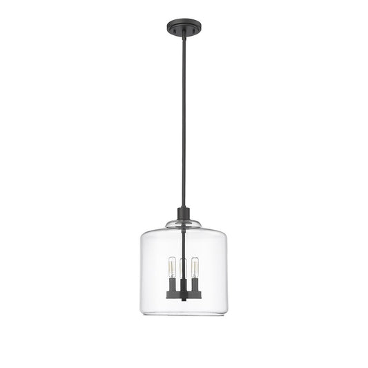 Millennium Lighting Asheville 3Lt Pendant, Black/Clear - 46933-MB