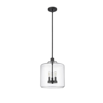 Millennium Lighting Asheville 3Lt Pendant, Black/Clear