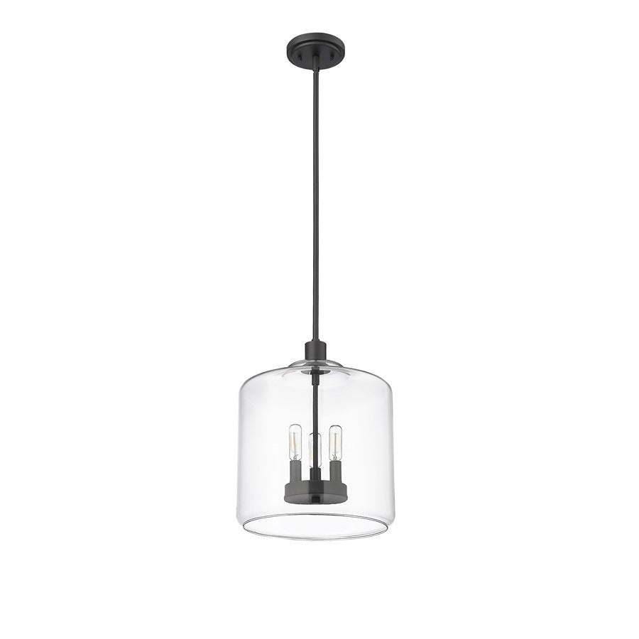 Millennium Lighting Asheville 3Lt Pendant, Black/Clear