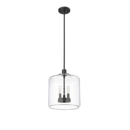 Millennium Lighting Asheville 3Lt Pendant, Black/Clear
