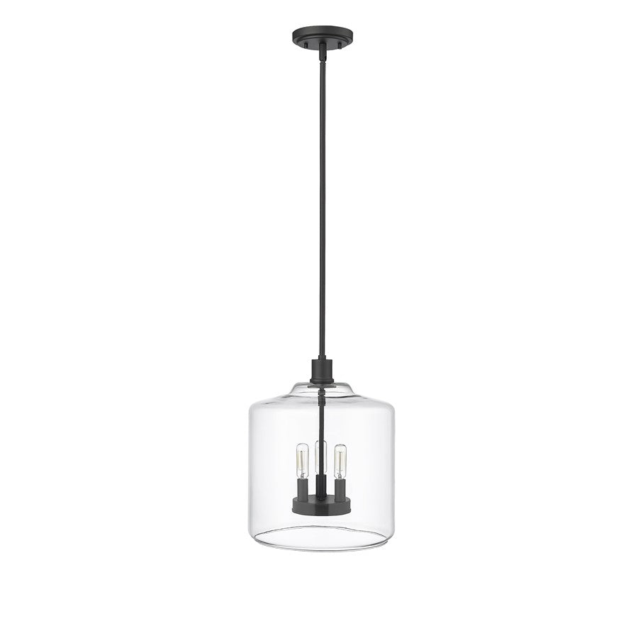 Millennium Lighting Asheville 3Lt Pendant, Black/Clear