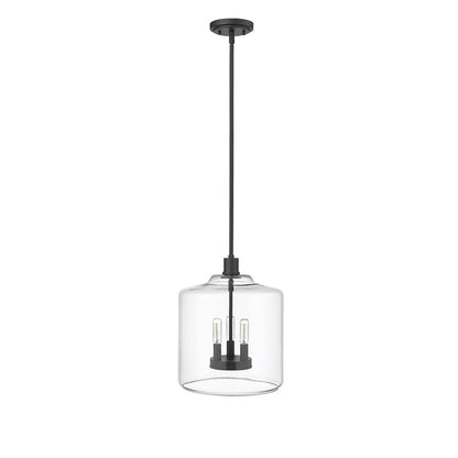 Millennium Lighting Asheville 3Lt Pendant, Black/Clear