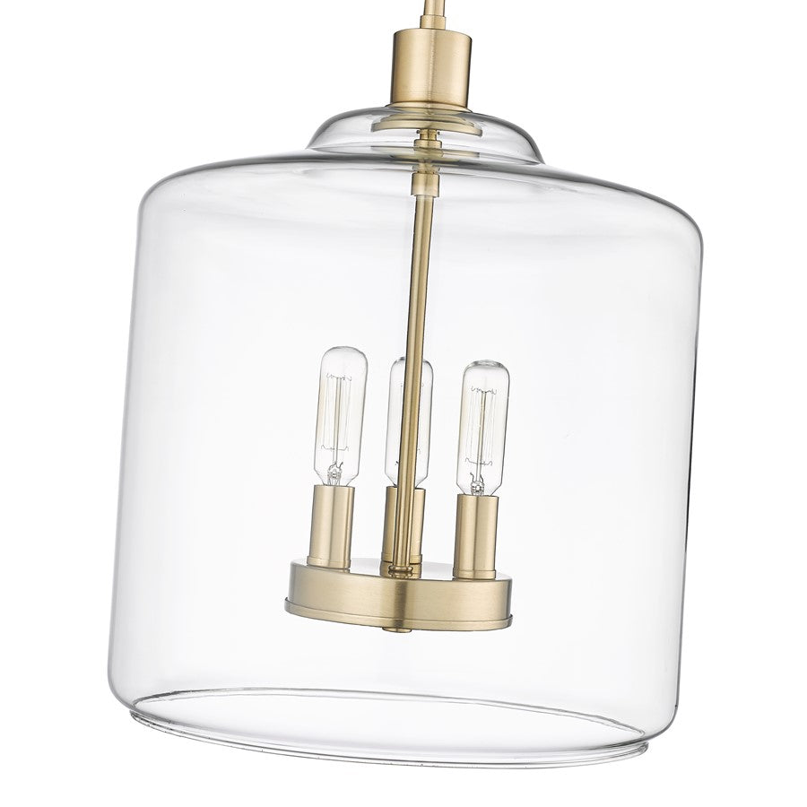 Millennium Lighting Asheville 3Lt Pendant, Modern Gold/Clear
