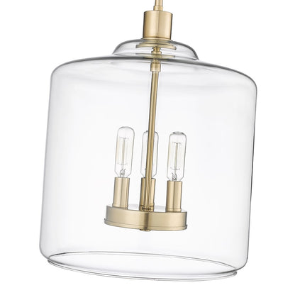 Millennium Lighting Asheville 3Lt Pendant, Modern Gold/Clear