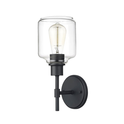 Millennium Lighting Asheville 1Lt Bathroom Wall Sconce, Black/Clear