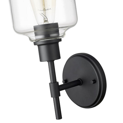 Millennium Lighting Asheville 1Lt Bathroom Wall Sconce, Black/Clear