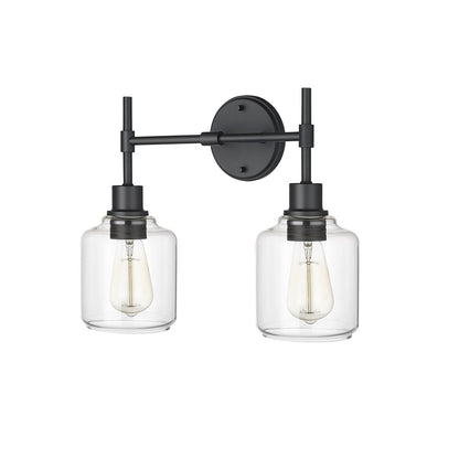 Millennium Lighting Asheville 2Lt Bathroom Vanity Light, Black/Clear