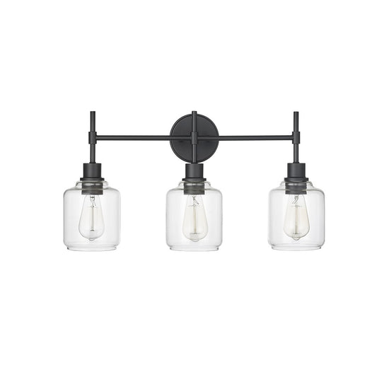 Millennium Lighting Asheville 3Lt Vanity, Black/Clear - 46943-MB