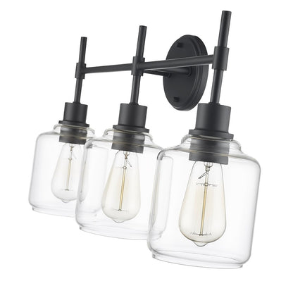 Millennium Lighting Asheville 3Lt Vanity, Black/Clear