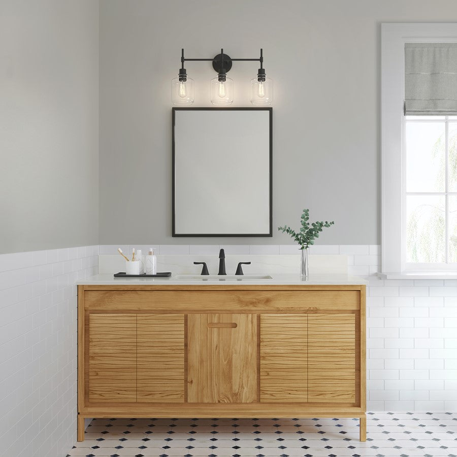 Millennium Lighting Asheville 3Lt Vanity, Black/Clear