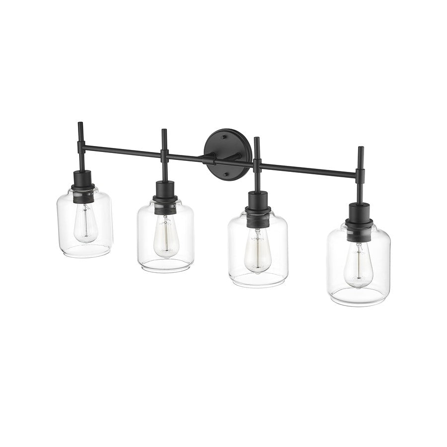 Millennium Lighting Asheville 4Lt Vanity, Black/Clear