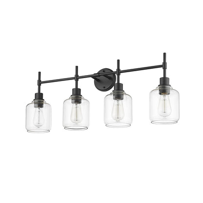 Millennium Lighting Asheville 4Lt Vanity, Black/Clear