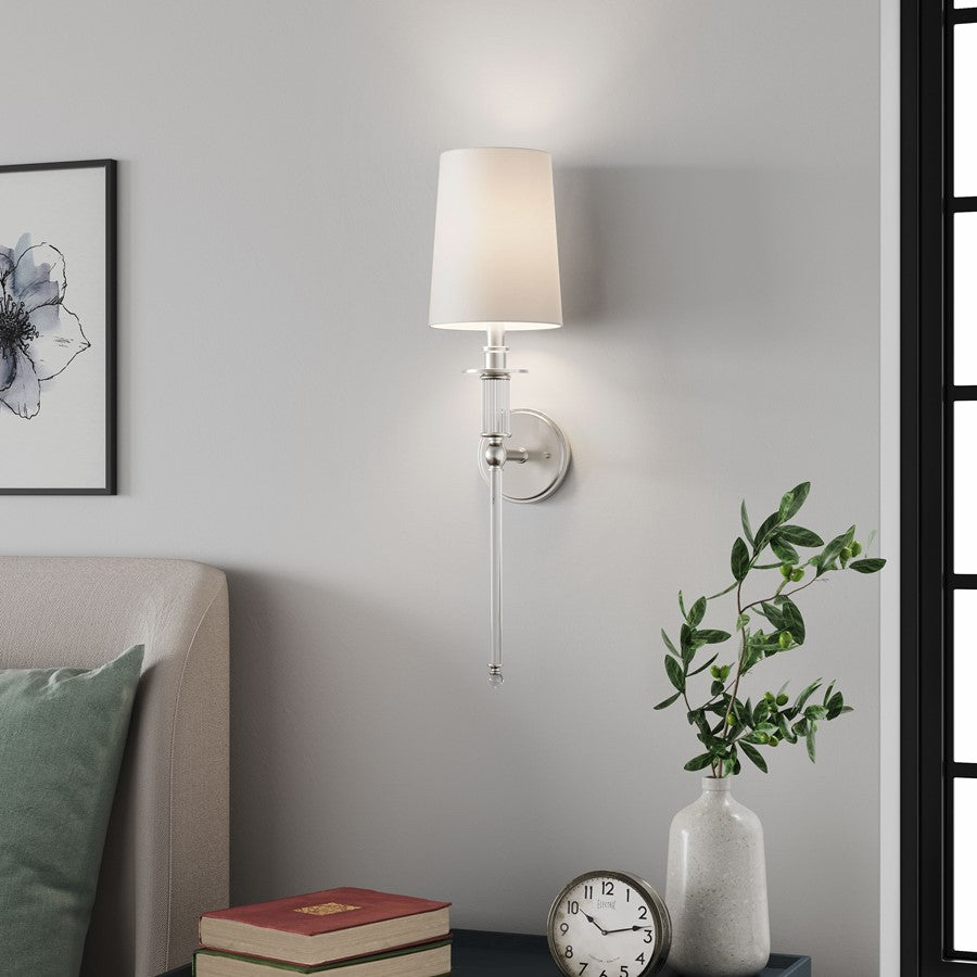 Millennium Lighting 1Lt Wall Sconce/Round, Brushed Nickel/White