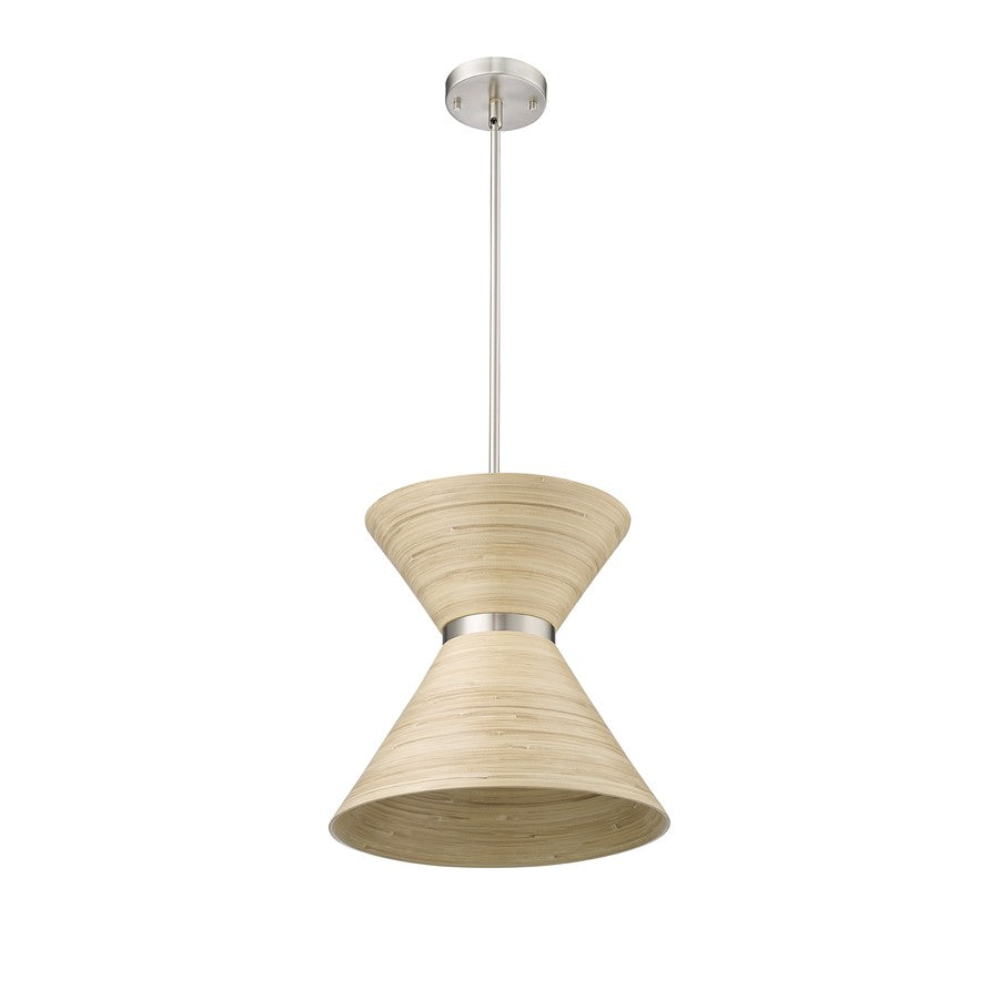 Millennium Lighting Jaycen 1Lt Pendant, Brushed Nickel/Bamboo Nature
