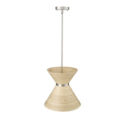 Millennium Lighting Jaycen 1Lt Pendant, Brushed Nickel/Bamboo Nature